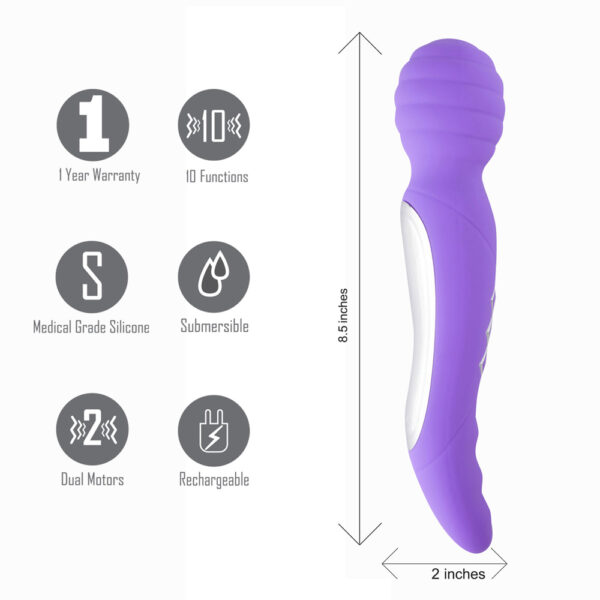 Zoe Twisty USB Rechargeable Dual Vibrating Pleasure Wand Neon Purple - Image 3
