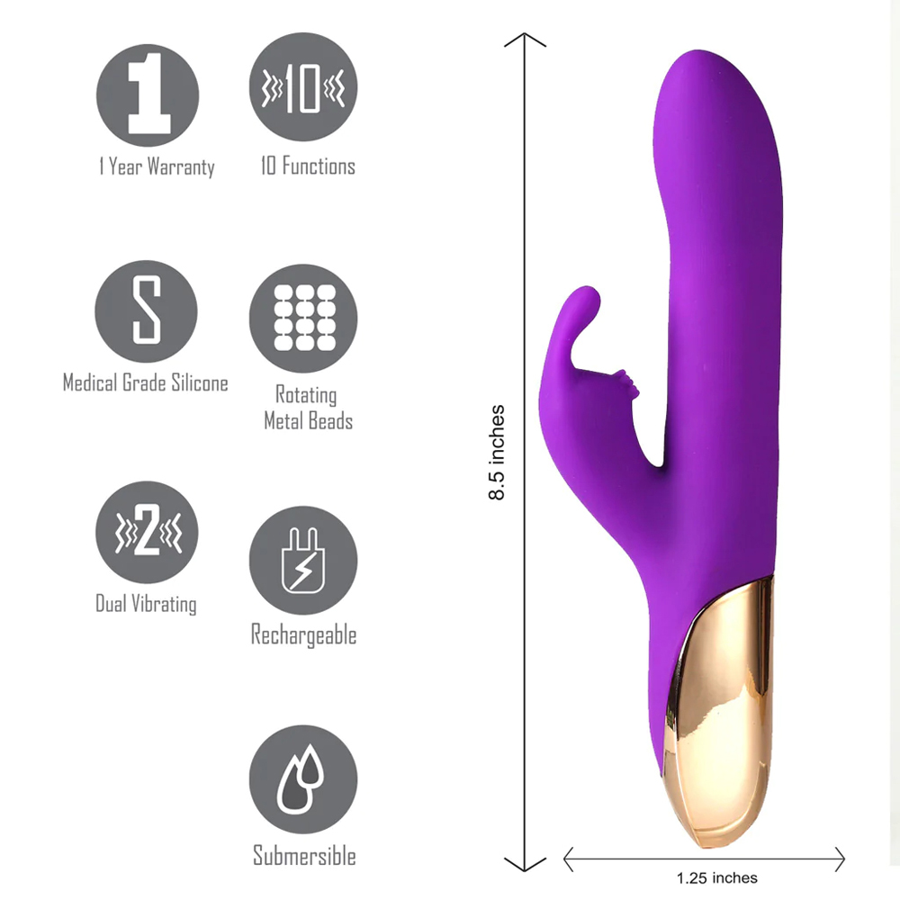 Maia Karlin USB Rechargeable 10/4 Function Rabbit Vibrator 3 Maia Karlin USB Rechargeable 10/4 Function Rabbit Vibrator - Image 3