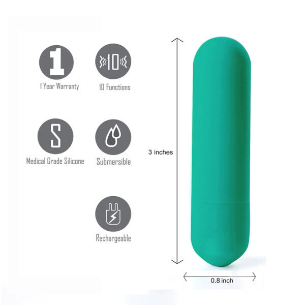 Maia Jessi USB Rechargeable Super Charged Mini Bullet EMERALD - Image 2
