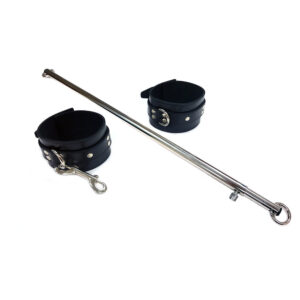 Rouge Adjustable Leg Spreader Bar With Leather Cuffs Black 24" - 38"