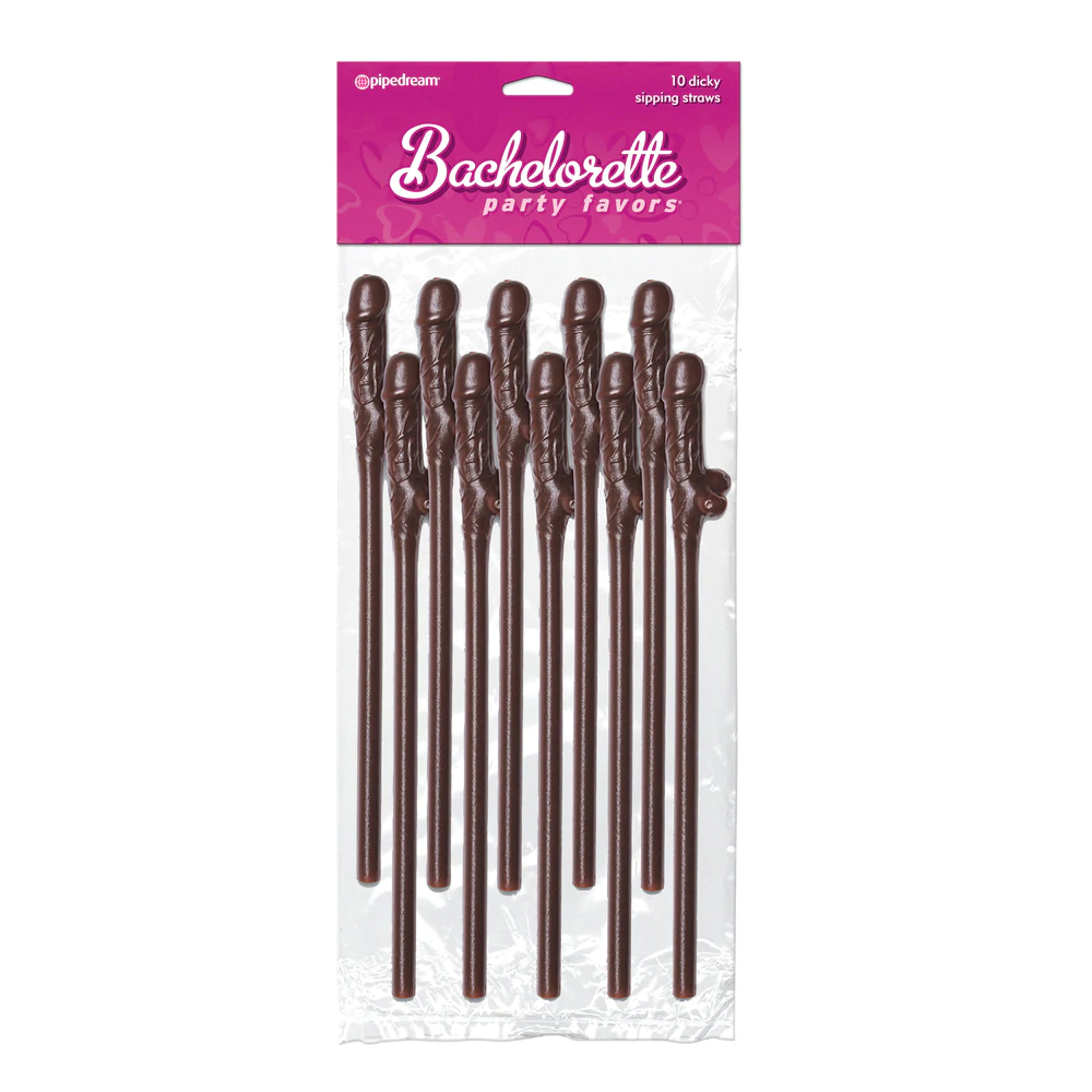Bachelorette Party Favors Dicky Sipping Straws Brown 10pc. 1 Bachelorette Party Favors Dicky Sipping Straws Brown 10pc.