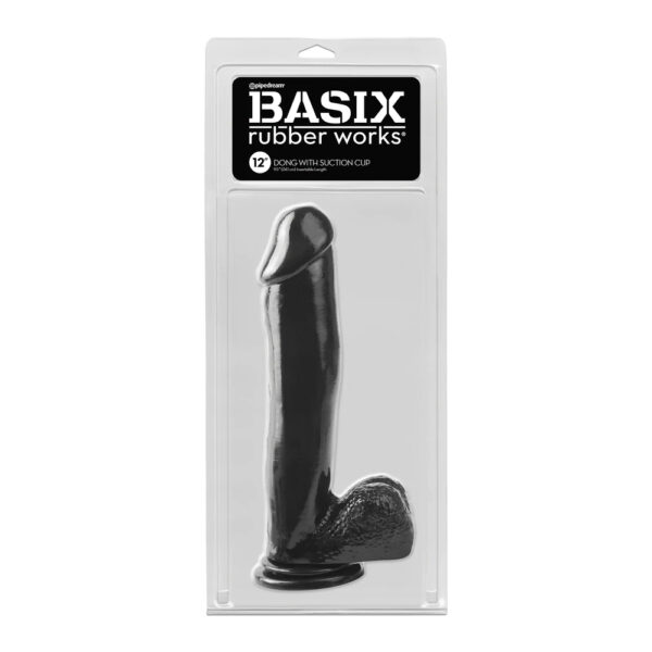 Basix Rubber Works 12" Dong with Suction Cup Black