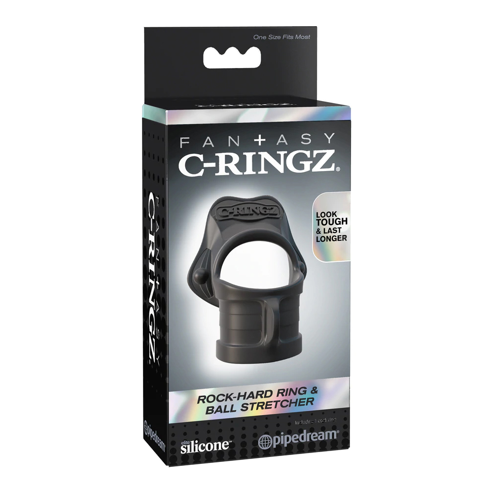 Fantasy C-Ringz Rock Hard Ring & Ball Stretcher Black 1 Fantasy C-Ringz Rock Hard Ring & Ball Stretcher Black