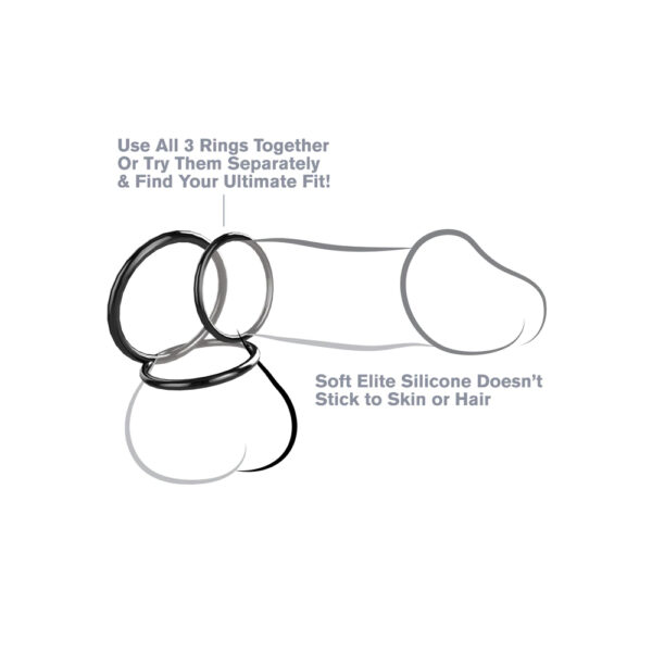 Fantasy C-Ringz Silicone 3-Ring Stamina Set Black - Image 3
