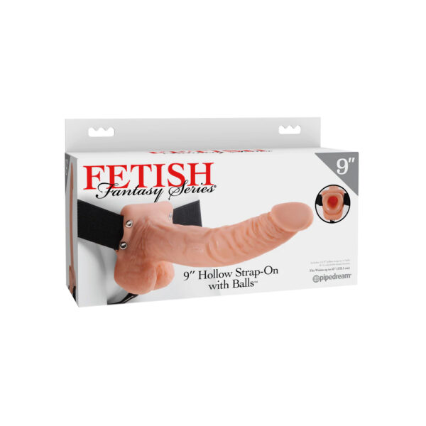 Fetish Fantasy Series 9" Hollow Strap-On with Balls Brown