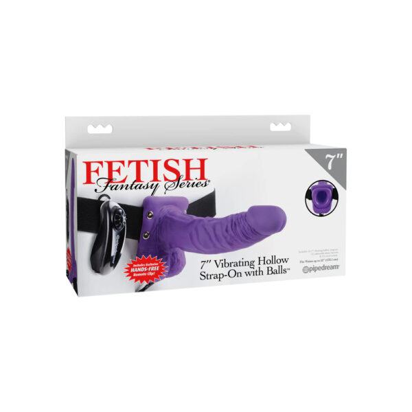 Fetish Fantasy Series 7" Vibrating Hollow Strap-On with Balls Purple