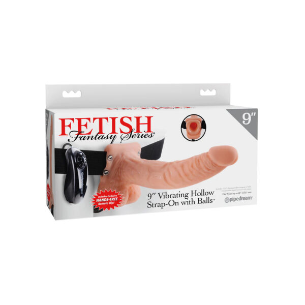 Fetish Fantasy Series 9" Vibrating Hollow Strap-On with Balls Flesh