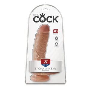 King Cock 8" Cock With Balls Tan