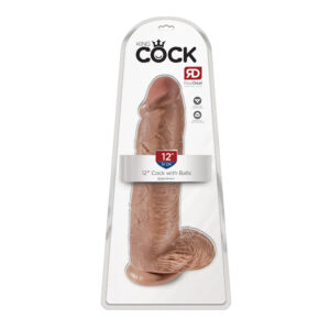King Cock 12" Cock With Balls Tan