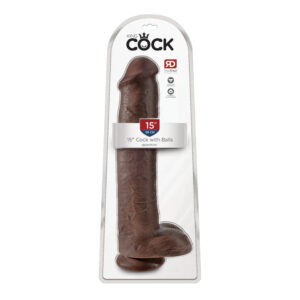 King Cock 15" Cock With Balls Brown