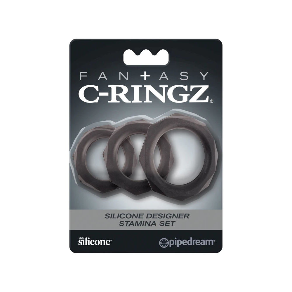 Fantasy C-Ringz Silicone Designer Stamina Set Black 1 Fantasy C-Ringz Silicone Designer Stamina Set Black