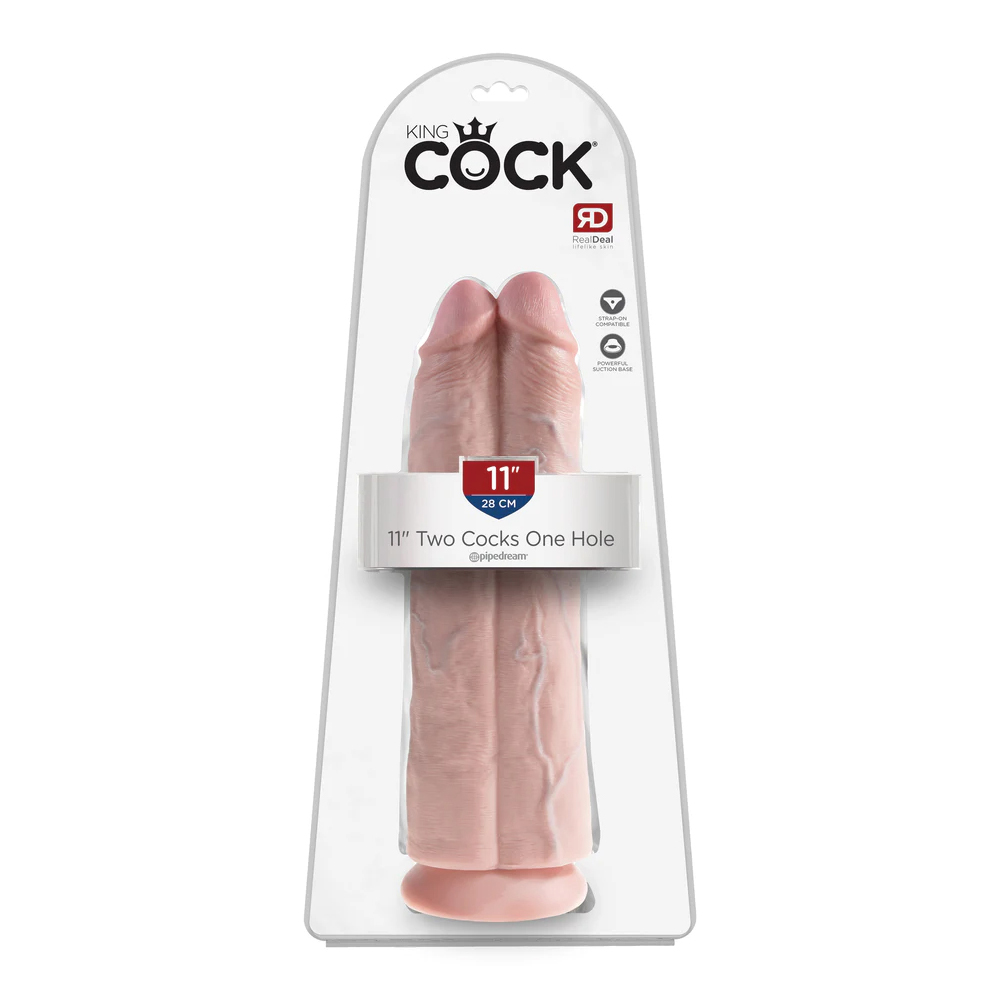 King Cock 11" Two Cocks One Hole Light 1 King Cock 11" Two Cocks One Hole Light