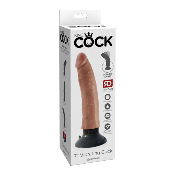 King Cock 7" Vibrating Cock Tan