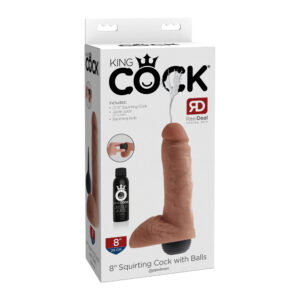 King Cock 8" Squirting Cock W/ Balls Tan