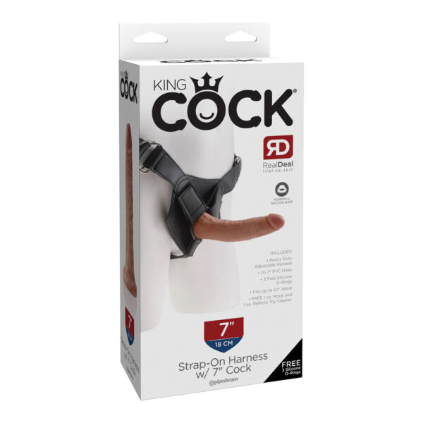 King Cock Strap-On Harness W/ 7" Cock Tan