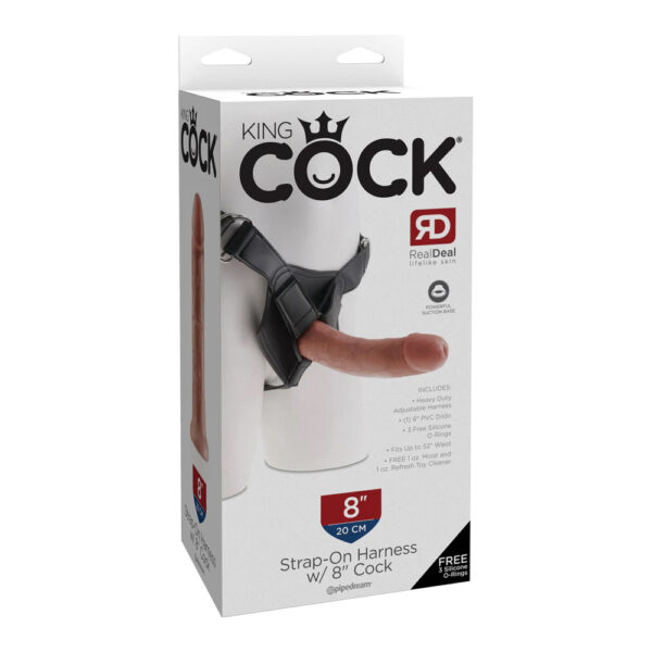 King Cock Strap-On Harness W/ 8" Cock Tan