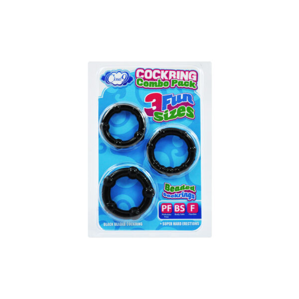 Cloud 9 Cockring Combo Beaded Black