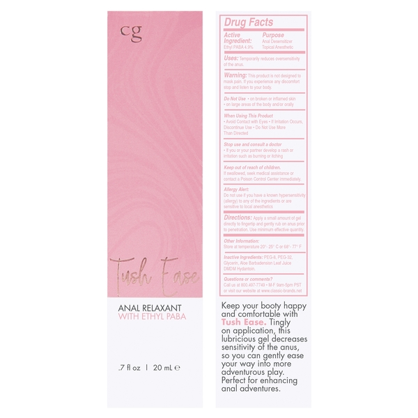 CG Tush Ease Anal Gel With Benzocaine 4.5% 0.7 oz. 3 CG Tush Ease Anal Gel With Benzocaine 4.5% 0.7 oz. - Image 3