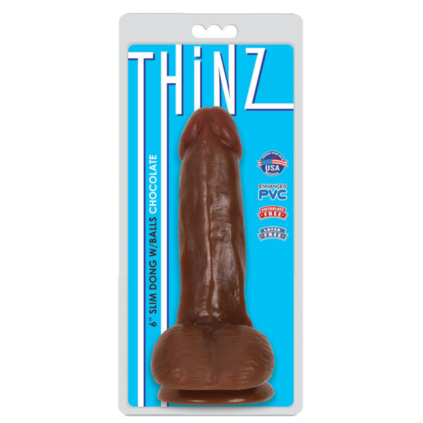 Thinz 6" Slim Dong W/Balls Chocolate