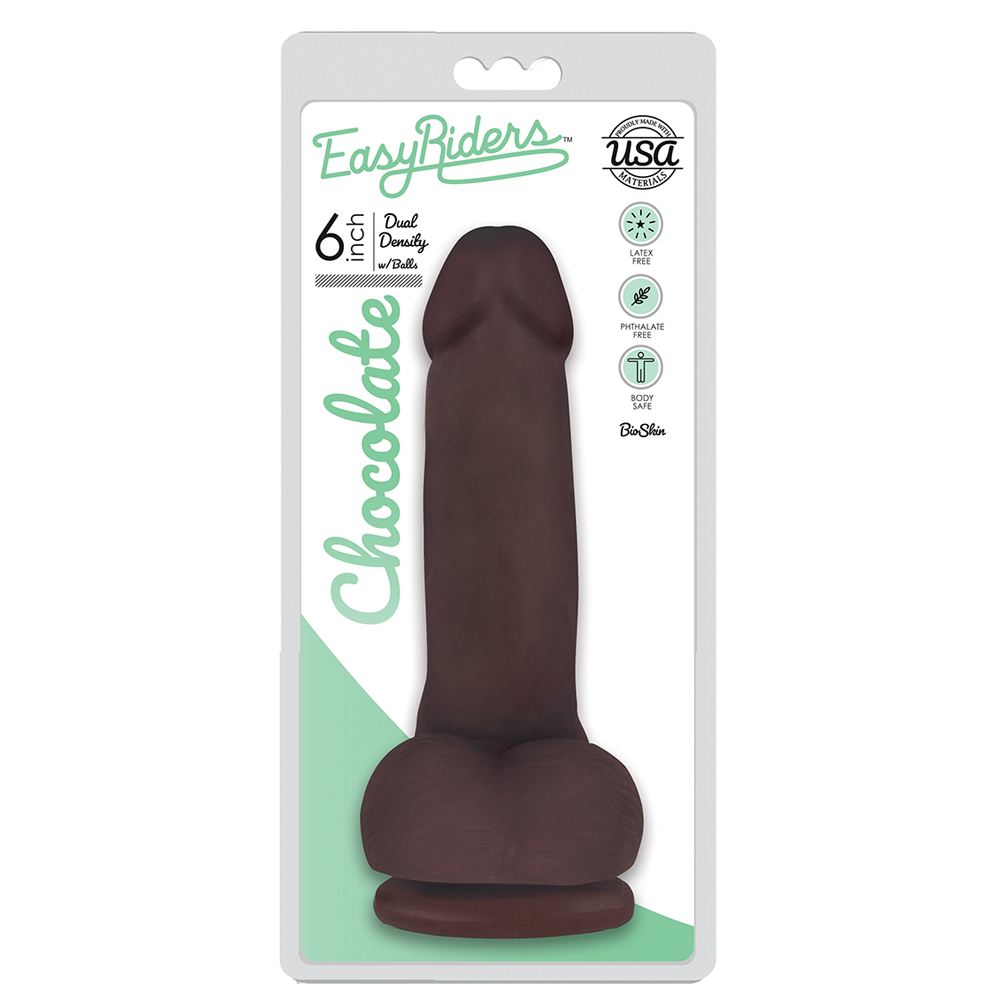 Easy Riders 6" Slim Bioskin Dong With Balls Chocolate 1 Easy Riders 6" Slim Bioskin Dong With Balls Chocolate