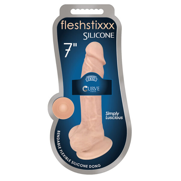 Fleshstixxx 7" Silicone Dildo W/Balls Vanilla