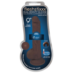Fleshstixxx 9" Silicone Dildo With Balls Chocolate