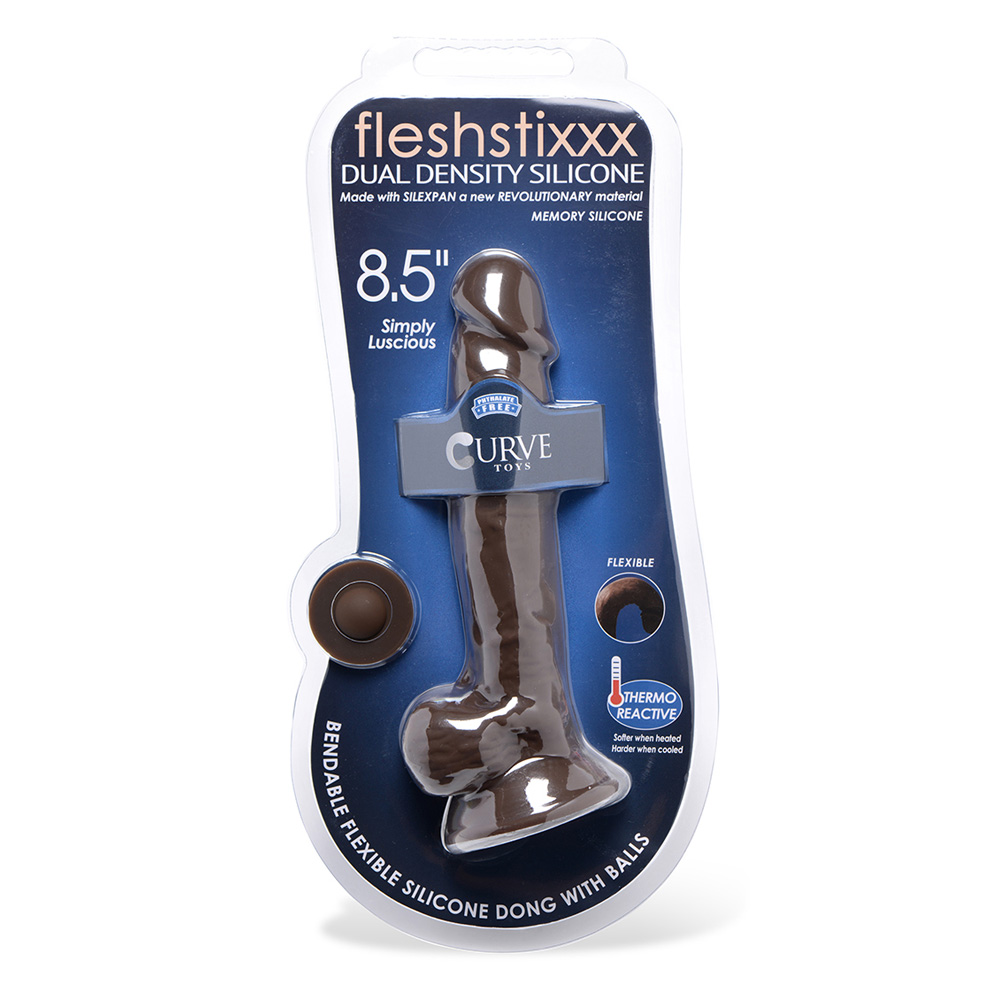 Fleshstixxx 8.5" Silicone Dildo With Balls Brown 1 Fleshstixxx 8.5" Silicone Dildo With Balls Brown