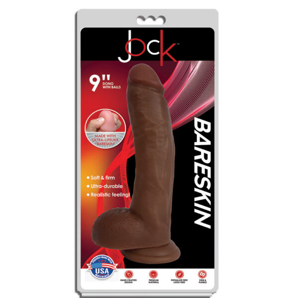Jock 9" Bareskin Dong With Balls Latte