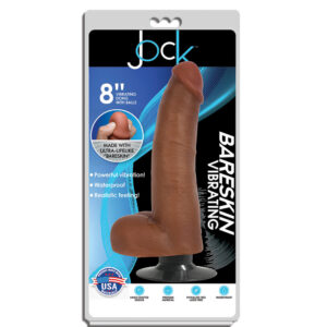 Jock 8" Bareskin Vibrating Dong With Balls Latte