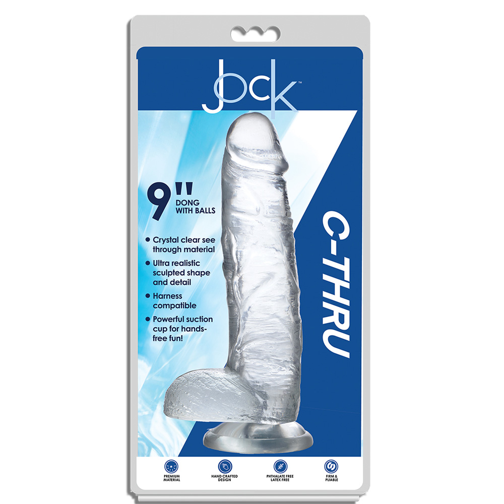 Jock C-Thru 9" Clear Tpe Dildo With Balls 1 Jock C-Thru 9" Clear Tpe Dildo With Balls