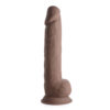 Fleshstixxx 10" Silicone Dildo With Balls Brown - Image 2