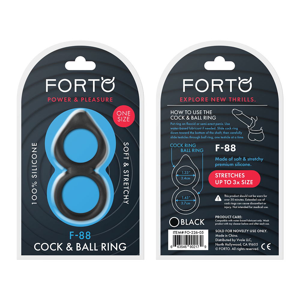 F-88: Double Ring 100% Liquid Silicone O/S Black 1 F-88: Double Ring 100% Liquid Silicone O/S Black