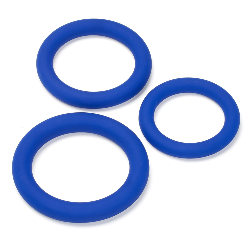 Cloud 9 Pro Sensual Silicone Cock Ring 3 Pack Blue 2 Cloud 9 Pro Sensual Silicone Cock Ring 3 Pack Blue - Image 2