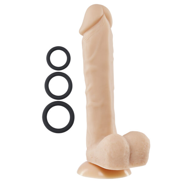 Cloud 9 Pro Sensual Premium Silicone Dong W/ 3 C Rings Flesh 9" - Image 2