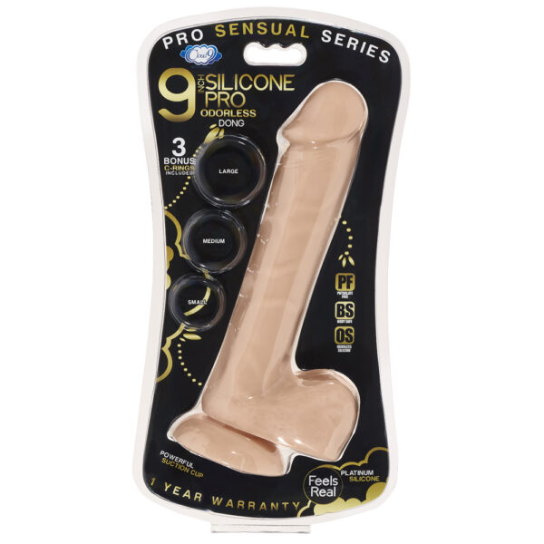 Cloud 9 Pro Sensual Premium Silicone Dong W/ 3 C Rings Flesh 9"