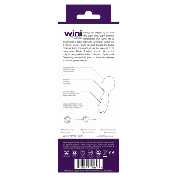 Wini Rechargeable Mini Wand Deep Purple - Image 3