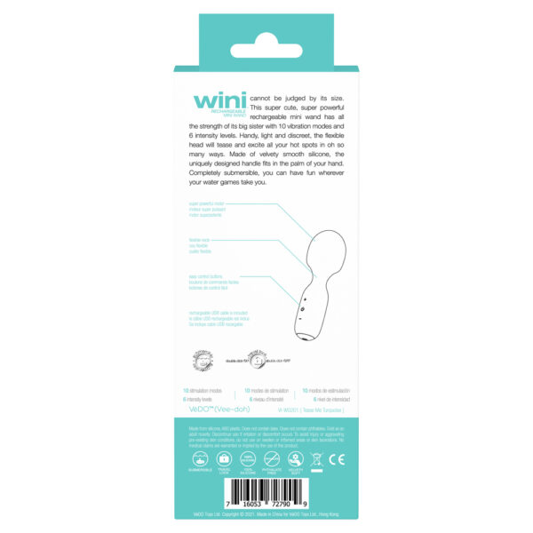 Wini Rechargeable Mini Wand Tease Me Turquoise - Image 3