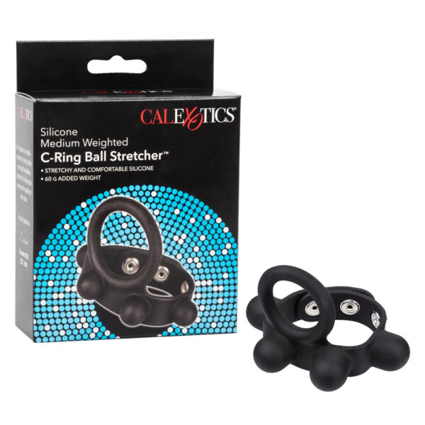 Silicone Medium Weighted C-Ring Ball Stretcher Black