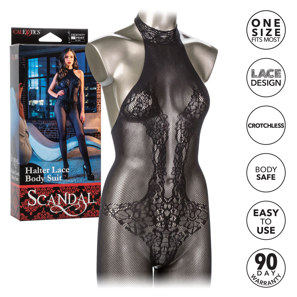 Scandal Halter Lace Body Suit 3 Scandal Halter Lace Body Suit - Image 3