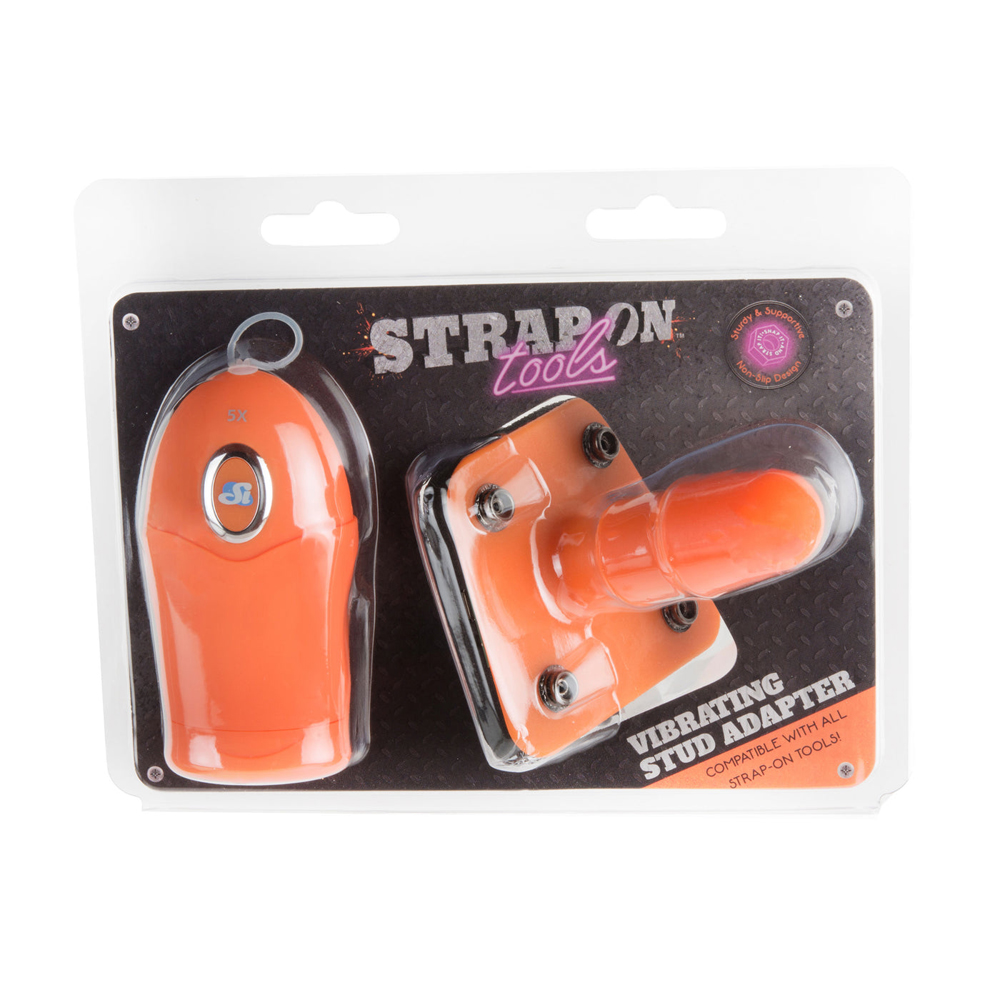 Strap On Tools Vibrating Stud Adapter Orange 1 Strap On Tools Vibrating Stud Adapter Orange
