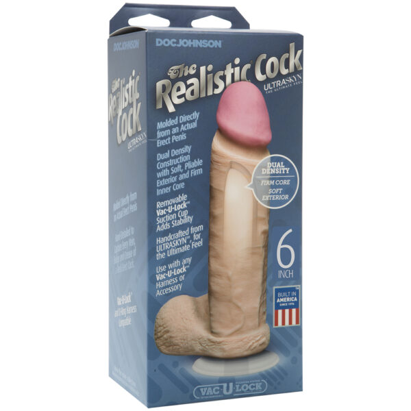 The Realistic Cock - With Removable Vac-U-Lock Suction Cup - ULTRASKYN - 6" - Vanilla