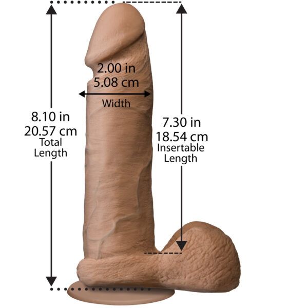 The Realistic Cock - With Removable Vac-U-Lock Suction Cup - ULTRASKYN - 8" - Caramel - Image 3