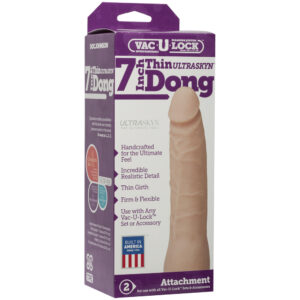 Vac-U-Lock- 7" Thin ULTRASKYN Dong - Vanilla