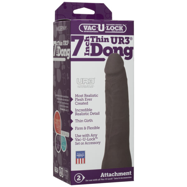 Vac-U-Lock- 7" Thin ULTRASKYN Dong - Chocolate