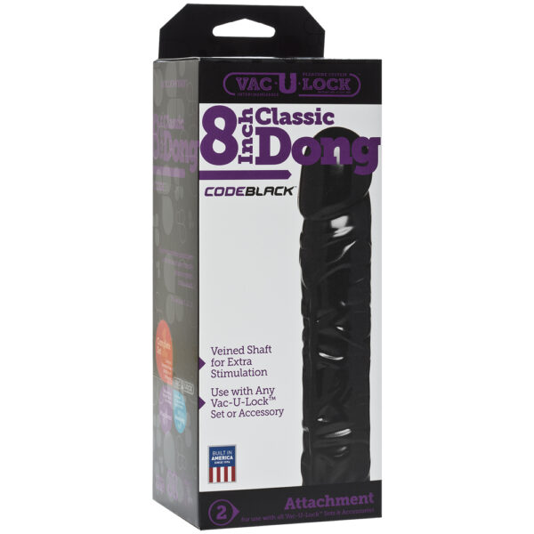 Vac-U-Lock Codeblack 8" Classic Dong Codeblack