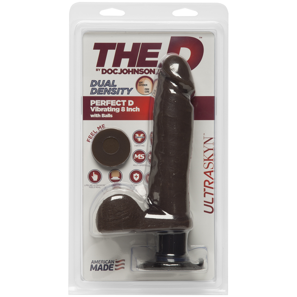 The D Perfect D Vibrating 8" With Balls Ultraskyn Chocolate 1 The D Perfect D Vibrating 8" With Balls Ultraskyn Chocolate