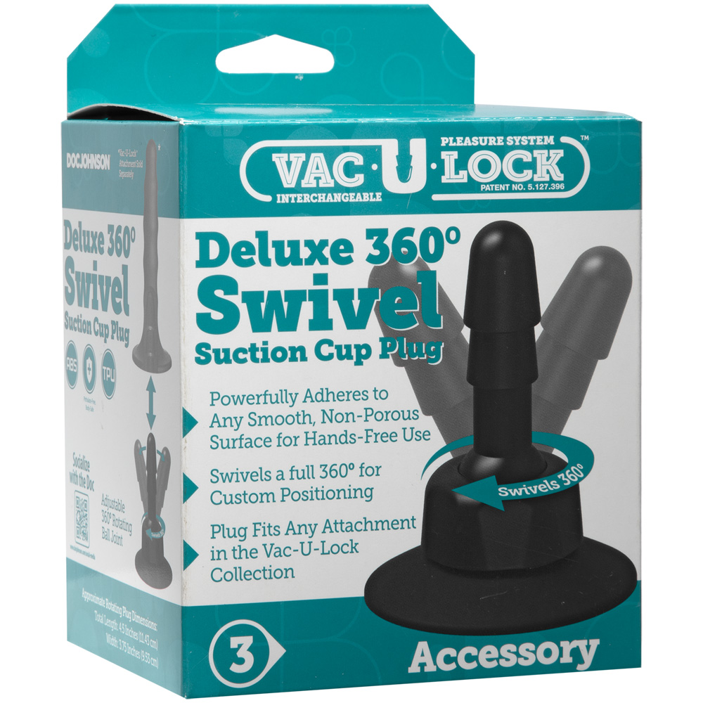 Vac-U-Lock Deluxe 360° Swivel Suction Cup Plug Black 1 Vac-U-Lock Deluxe 360° Swivel Suction Cup Plug Black