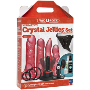 Vac-U-Lock Vibrating Crystal Jellies Set With Wireless Remote Pink