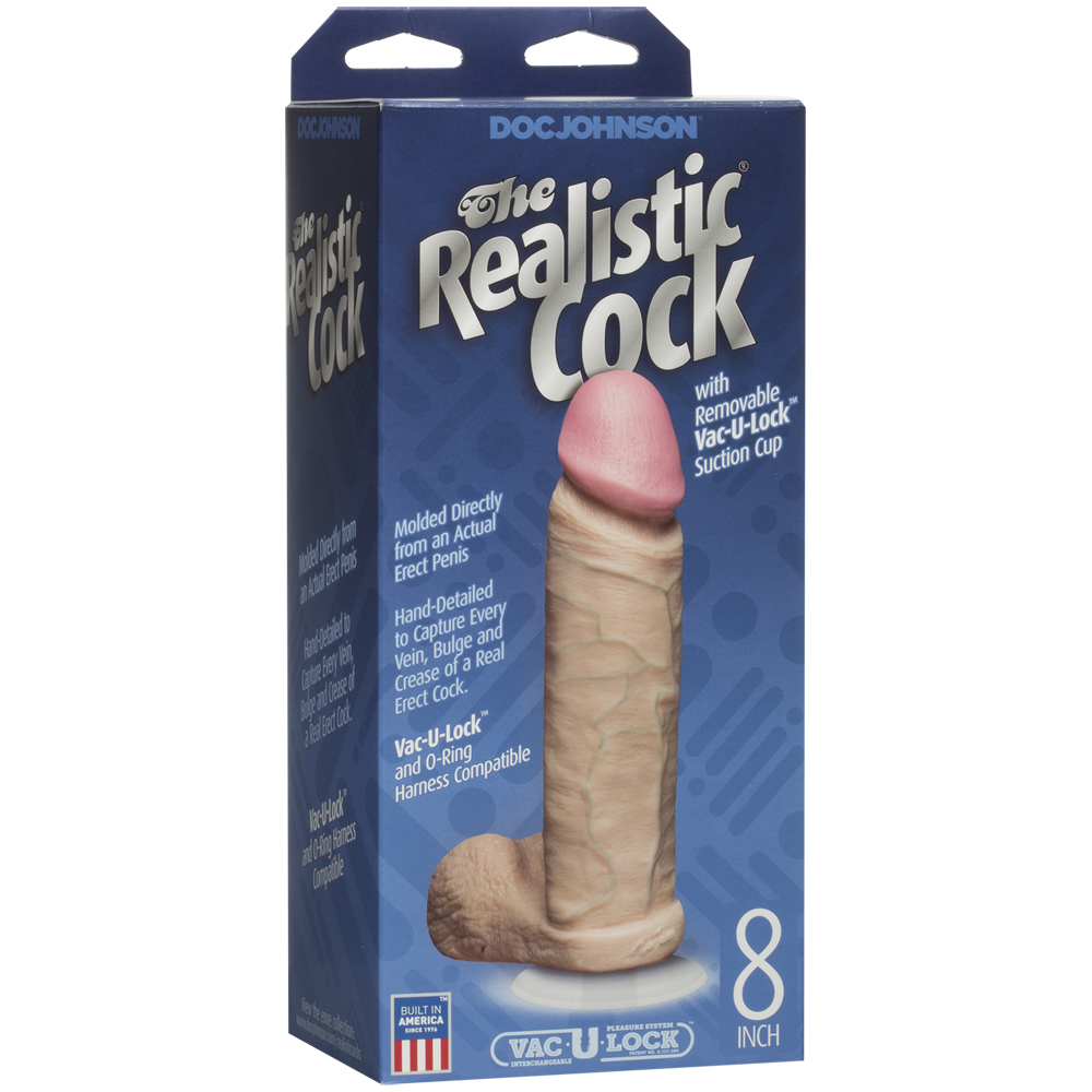 The Realistic Cock - With Removable Vac-U-Lock Suction Cup - 8" - Vanilla 1 The Realistic Cock - With Removable Vac-U-Lock Suction Cup - 8" - Vanilla