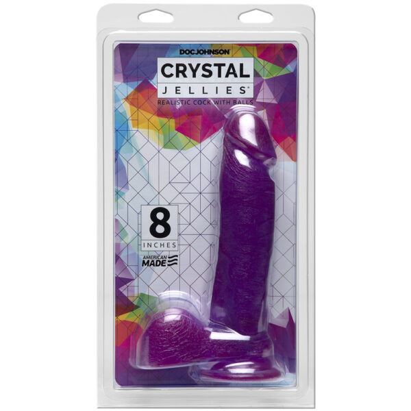 Crystal Jellies - 8" Ballsy Cock With Suction Cup Purple